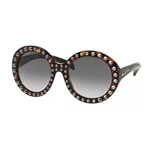 Prada Tortoiseshell Absolute Ornate Round Oversized Studded Sunglasses